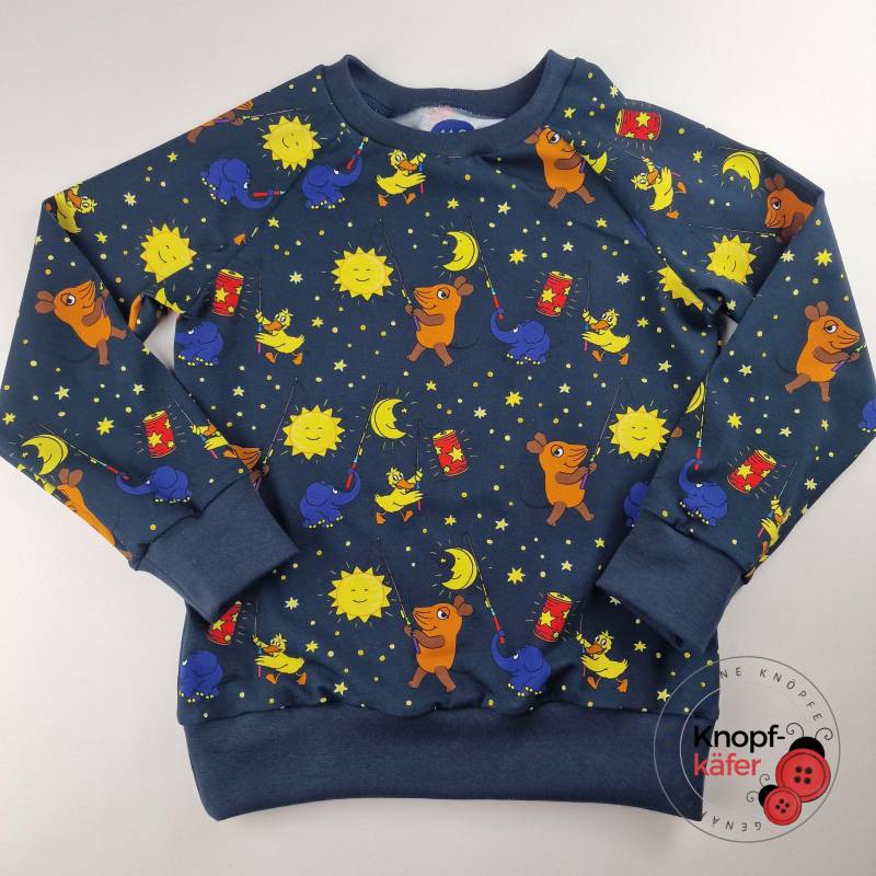 Raglan-Pullover Mit Der Maus "Laterne" - Allover von Knopfkaefer
