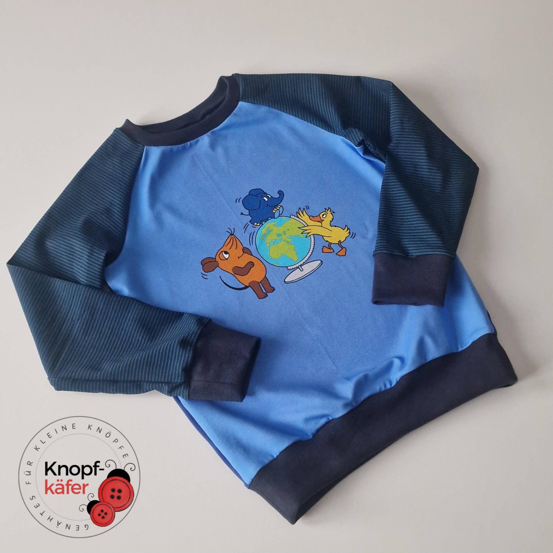 Raglan-Pullover Mit Der Maus "Weltentdecker" von Knopfkaefer
