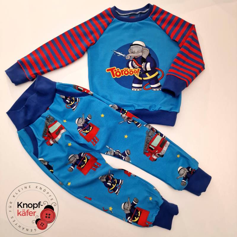 Raglan-Pullover Und Jogginghose "Benjamin Blümchen" - Feuerwehrmann von Knopfkaefer