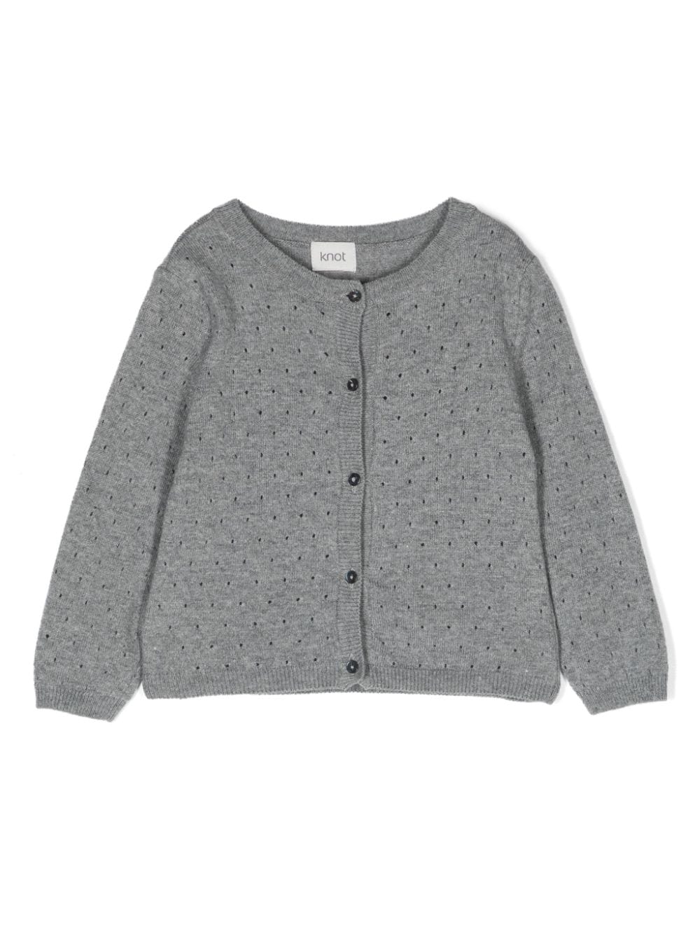 Knot Cardigan in Pointelle-Strick mit rundem Ausschnitt - Grau von Knot