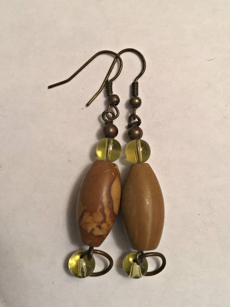 Jaspis Ohrringe Mit Antiken Messing- Und Glasperlen, Lange Ohrringe, Baumeln - Est013 Jaspis Ohrringe Mit Antiken Messing- Und Glasperlen, Lange Ohrringe, Baumeln - Est013 von KnotObsoleteDesign