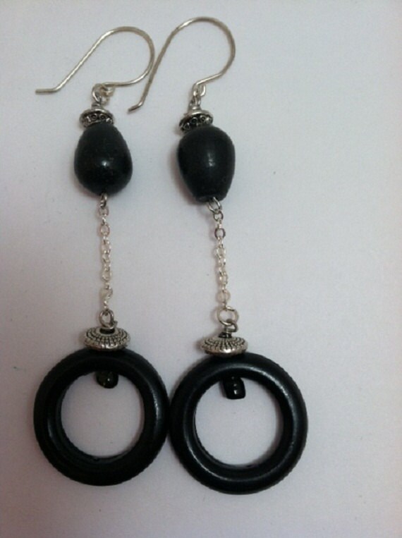 Schwarzes Horn Ohrringe, Lange Ketten Hängeohrringe - Ebh018 Schwarzes Horn Ohrringe, Lange Ketten Hängeohrringe - Ebh018 von KnotObsoleteDesign