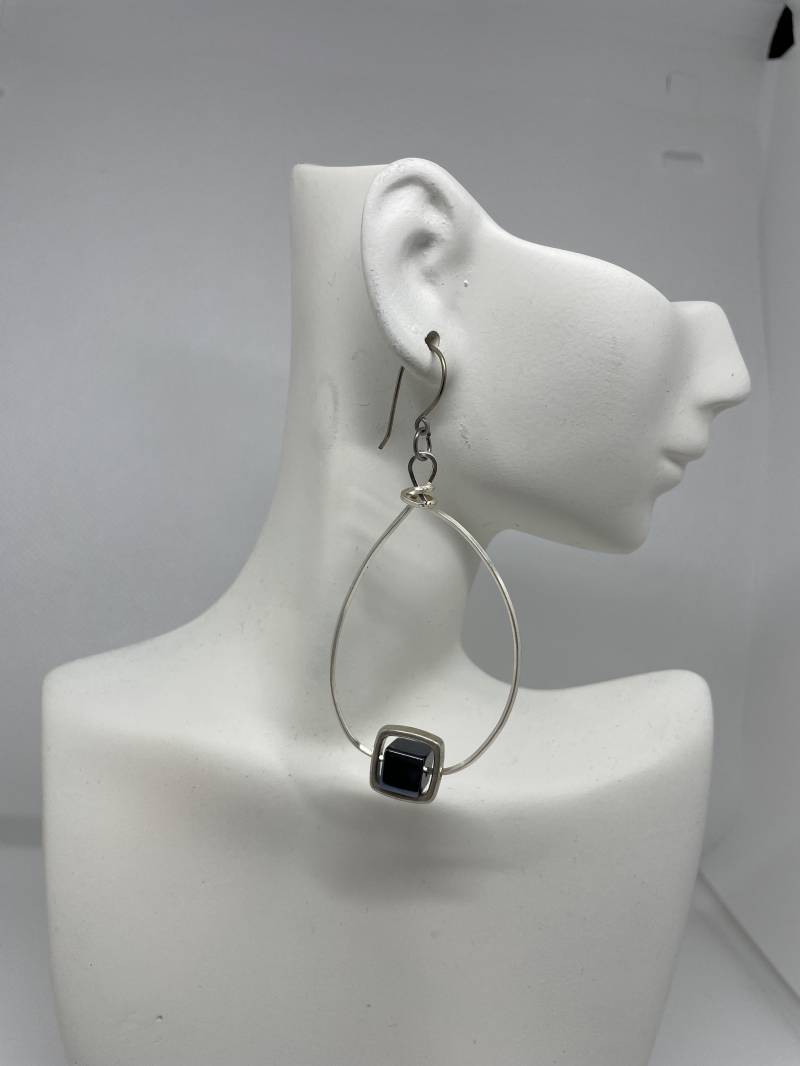 Silber Hoop Ohrringe, Plättchen Und Perlenohrringe - 925-1920 von KnotObsoleteDesign