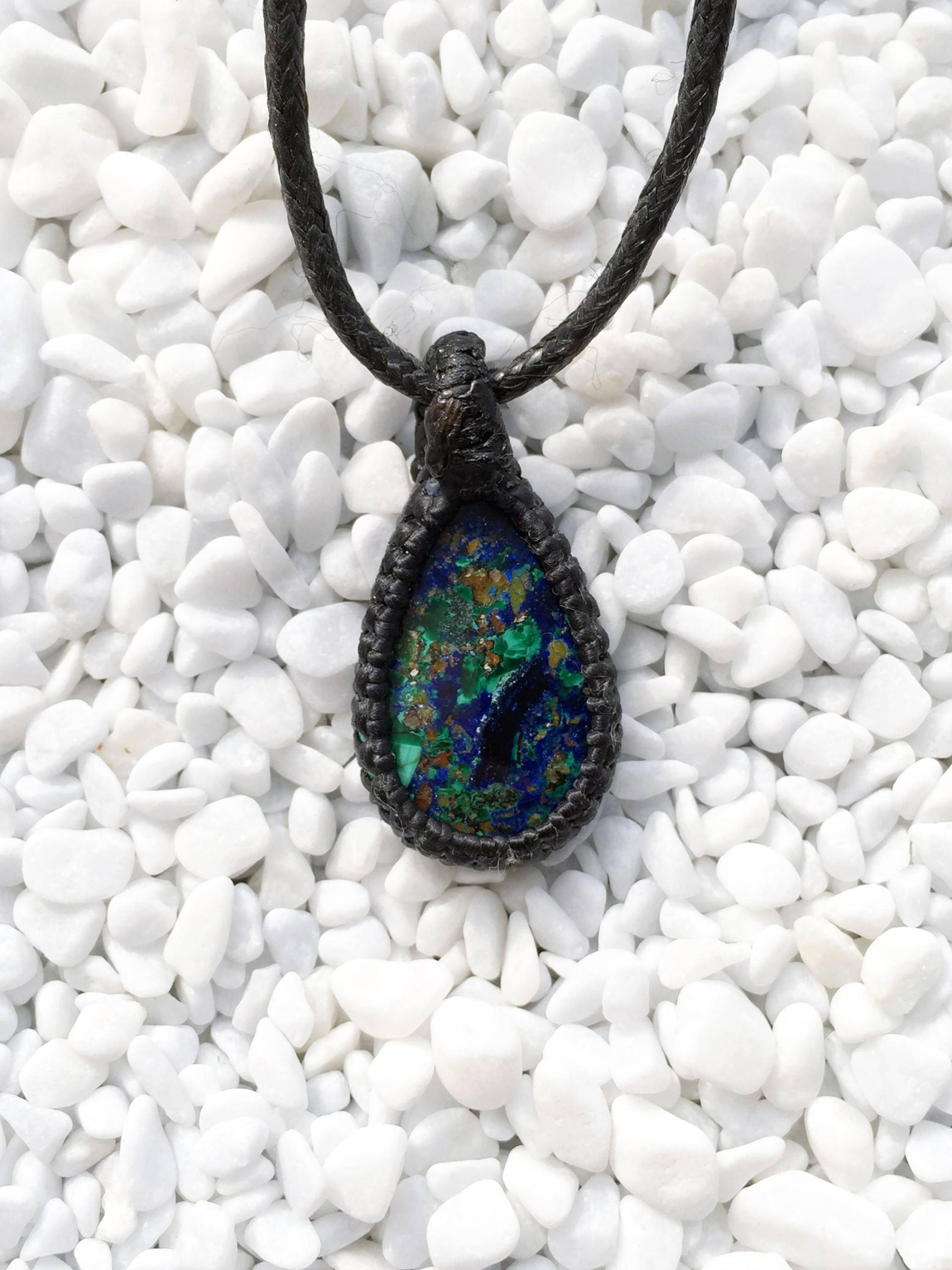 Azurite Malachit Anhänger, Makramee Anhänger Azurite Malachit Anhänger, Makramee Anhänger von KnotRocks2