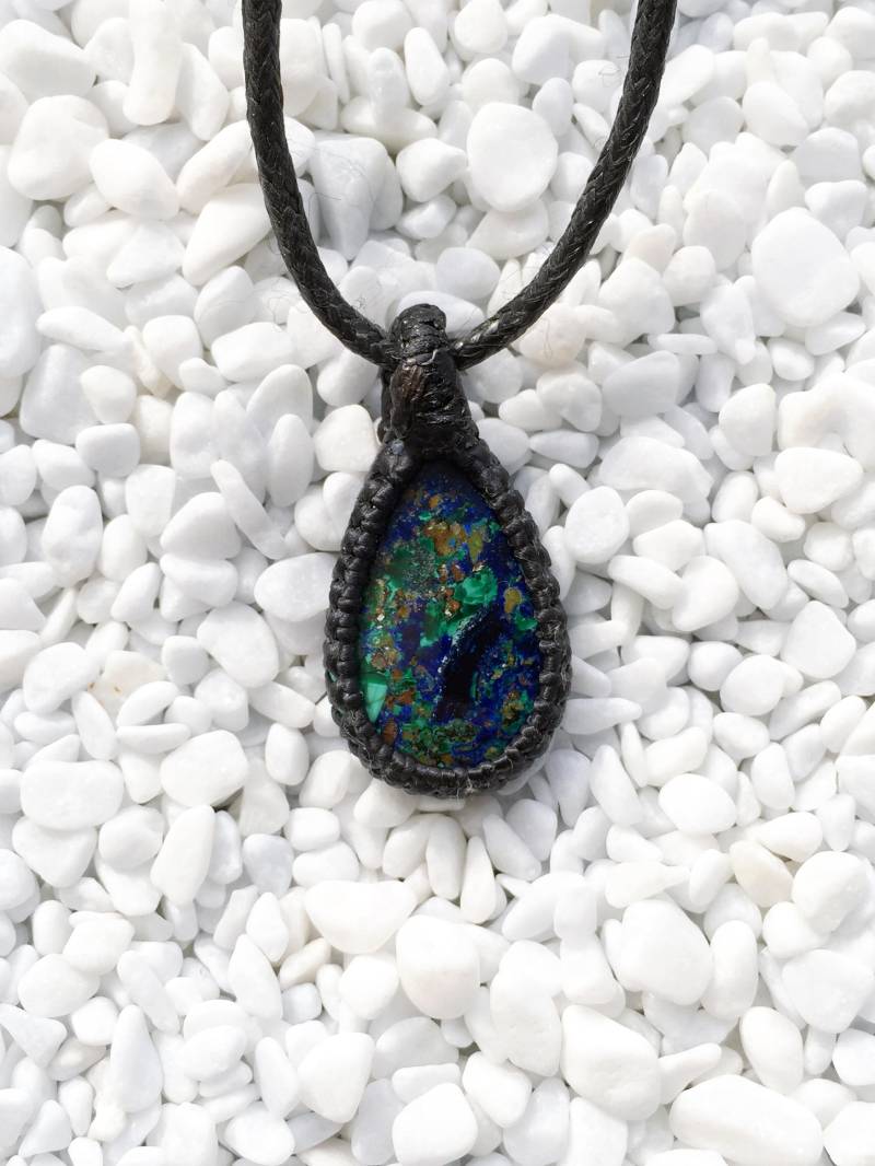 Azurite Malachit Anhänger, Makramee Anhänger Azurite Malachit Anhänger, Makramee Anhänger von KnotRocks2
