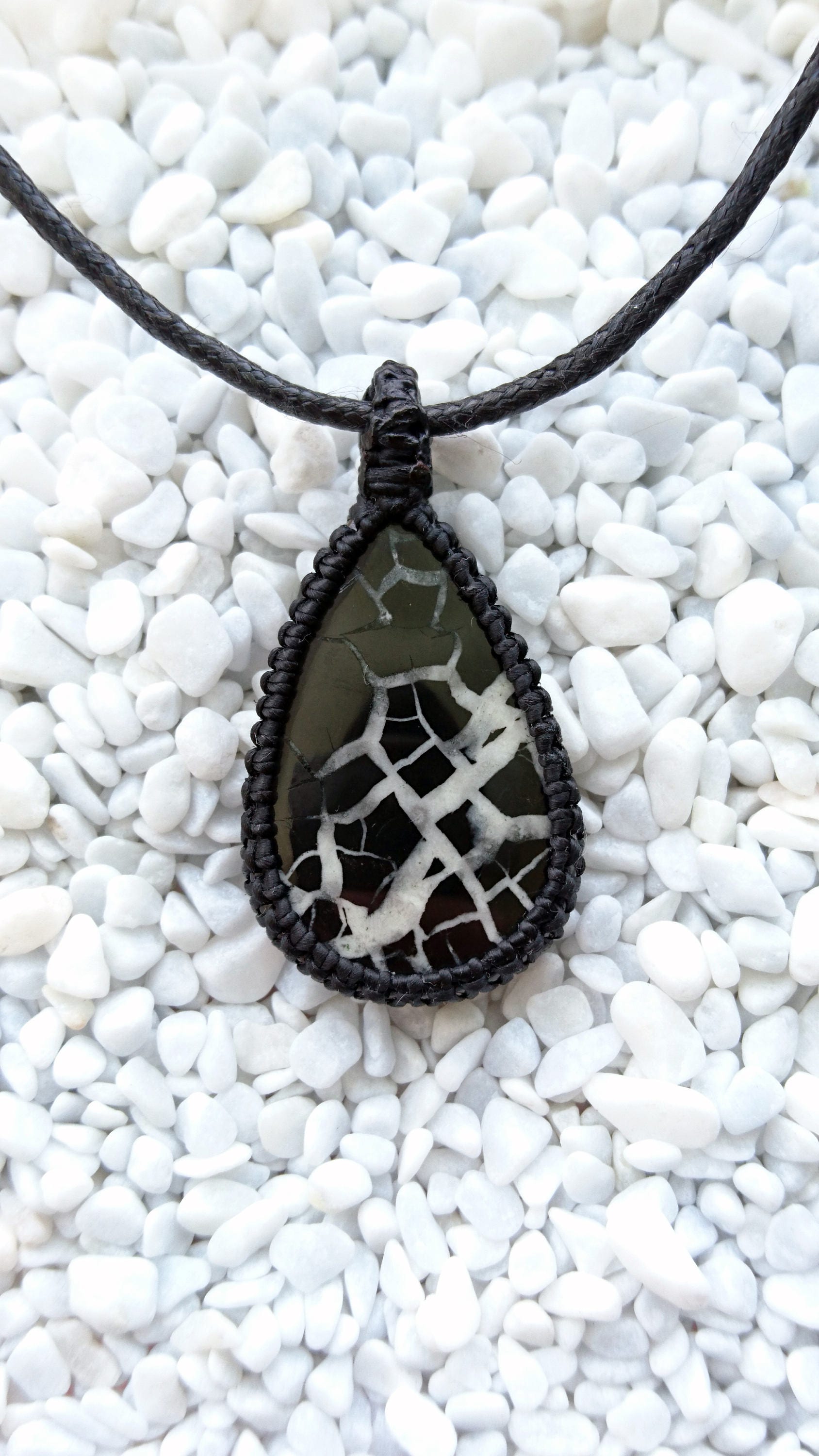 Tropfen Septarian Makramee, Knötchen Makramee Anhänger, Anhänger Tropfen Septarian Makramee, Knötchen Makramee Anhänger, Anhänger von KnotRocks2