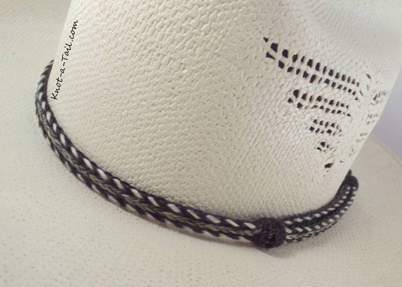 Cowboy Hutband, Rosshaar Elegant, Ohne Quasten, Alles Natur, Rosshaar, Western Grau/Schwarz von Knotatail