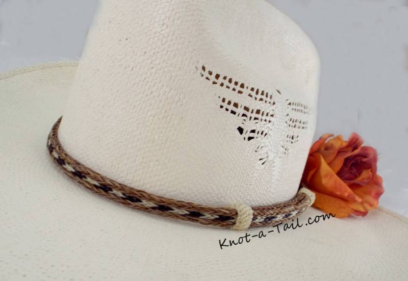 Cowboyhut, Hutband Aus Rosshaar, Schmal, Ohne Quasten, Naturfarben, Westernhutband, Rodeo, 3-Farbig von Knotatail