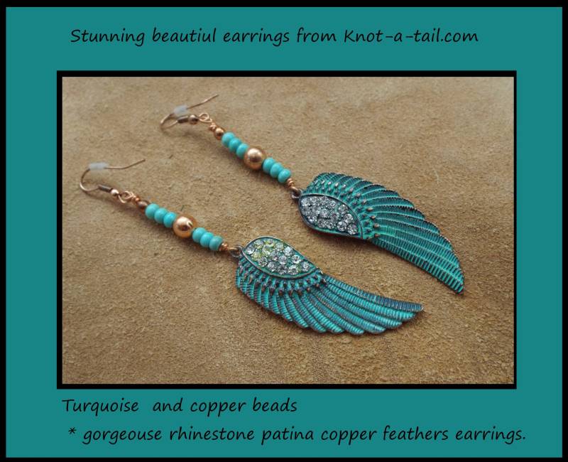 Engelsflügel Ohrringe, Türkis Nugget Natürlicher Türkis, Fancy Strasssteine Ohrringe Engelsflügel Ohrringe, Türkis Nugget Natürlicher Türkis, Fancy Strasssteine Ohrringe von Knotatail