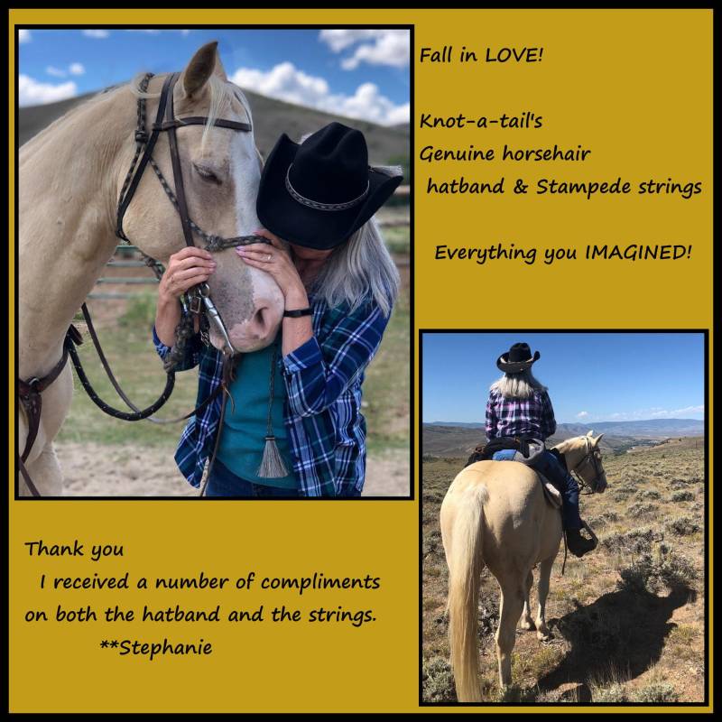 Grau/Schwarz, Hutband Aus Rosshaar, Western-Hutband, 5 Reihen 5/20, 3 cm, Doppelte Quaste Beauty von Knotatail