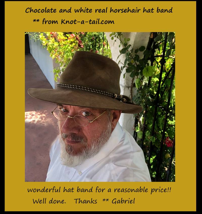 Hutband Aus Rosshaar, Dunkleres Braun-Naturweiß, Hutband, 2 Seitliche Quasten, Cowboyhutband in Dunkleren Brauntönen, Beige, Beige von Knotatail