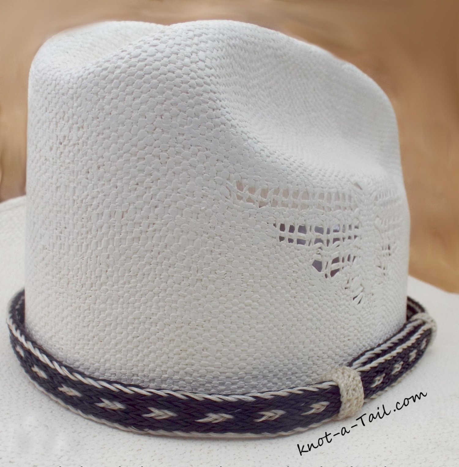 Hutband Aus Rosshaar, Ohne Quasten, Bold Schwarz-Weiß, Cowboy Hutband, Western Rodeo von Knotatail