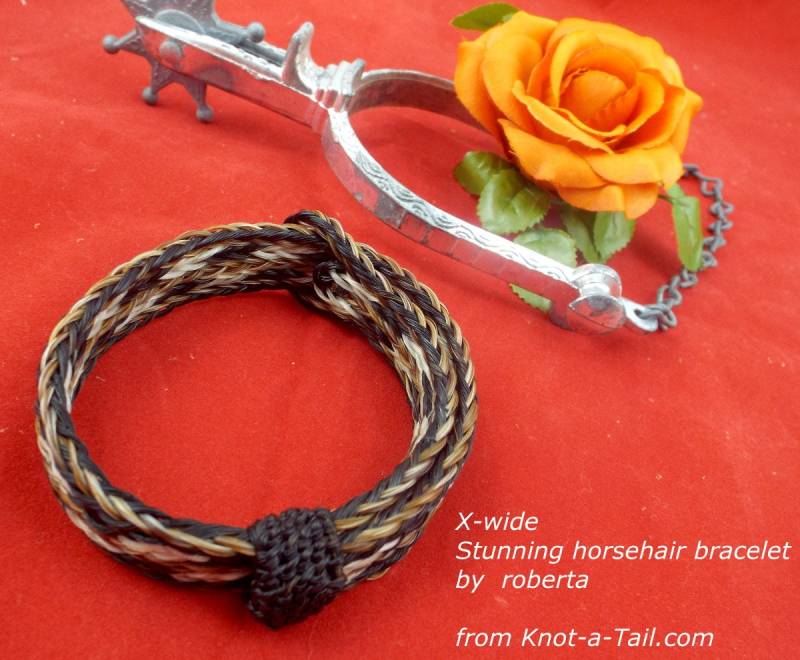Pferde Haar Armband, Extra Breit, Rosshaar Schmuck, Verstellbar, Handgeflochten, Cowboy Western von Knotatail