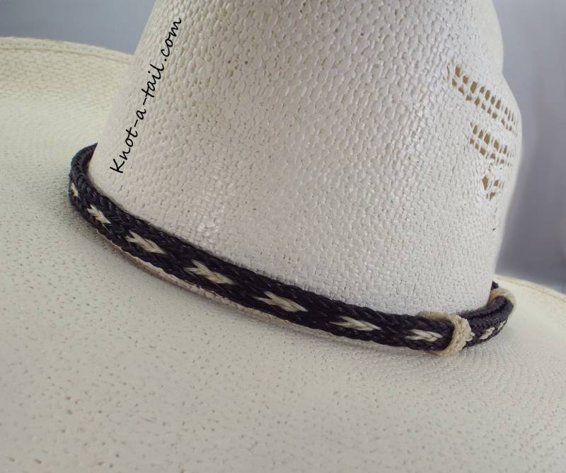 Rosshaar Hutband, Elegant, Western Ohne Quasten, Bold Schwarz-Weiß, Rosshaar, Cowboy Rodeo von Knotatail