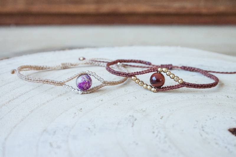 Makramee Armband Auge Mit Edelsteinperle Und Messingperlen Oder Silberperlen | 925 Makramee Armband Auge Mit Edelsteinperle Und Messingperlen Oder Silberperlen | 925 von Knotenland