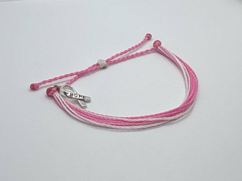 Brustkrebs-Bewusstseins-Armband | Rosa Armband, Bandarmband, Und Weiß, Armband Für Eine Heilung, Schnurarmband, Monat von KnotsWithaPurpose