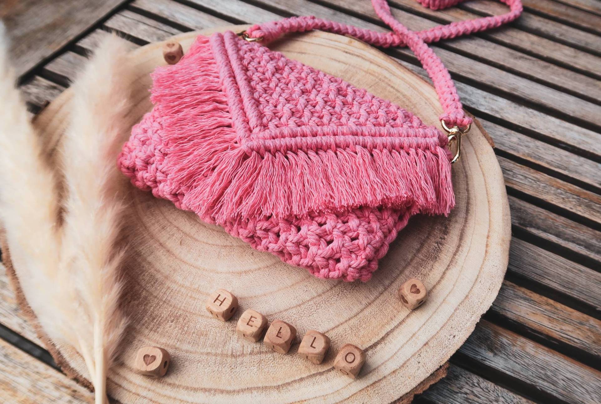 Makramee Tasche Kinder "Rose", Macrame Bag Children, Kids Bag, Boho, Umhängetasche Kinder, Mädchen, Tasche, Girls, Baby, Toddler, Accessoires von KnotsandKnotsDE