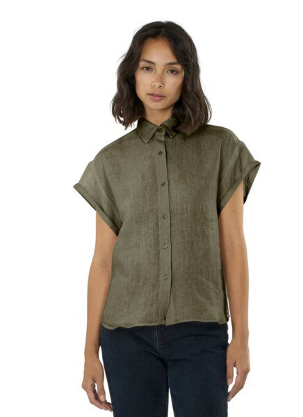 Knowledge Cotton Apparel Aster Fold Up Short Sleeve Linen Shirt von Knowledge Cotton Apparel