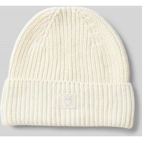 Knowledge Cotton Apparel Beanie mit Umschlag und Label-Patch in Offwhite, Größe 1 von Knowledge Cotton Apparel