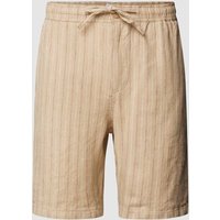 Knowledge Cotton Apparel Bermudas aus Leinen mit Streifenmuster in Beige, Größe L von Knowledge Cotton Apparel