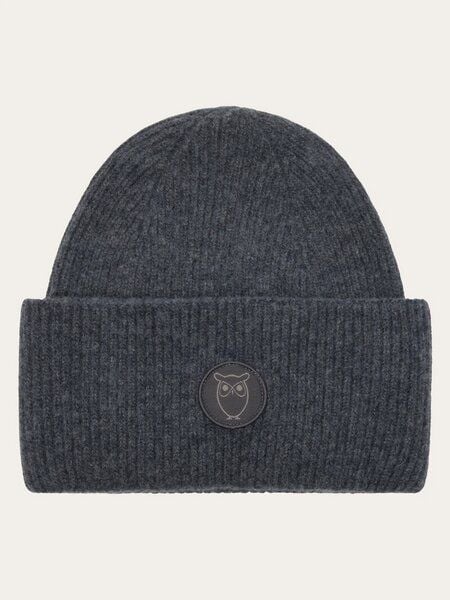 Knowledge Cotton Apparel Big Rib Beanie - dark grey melange von Knowledge Cotton Apparel