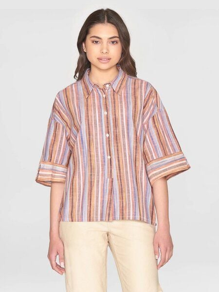 Knowledge Cotton Apparel Loose Short Sleeved Shirt - multicolored stripe von Knowledge Cotton Apparel
