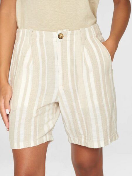 KnowledgeCotton Apparel Posey Woven Shorts - beige stripe von KnowledgeCotton Apparel