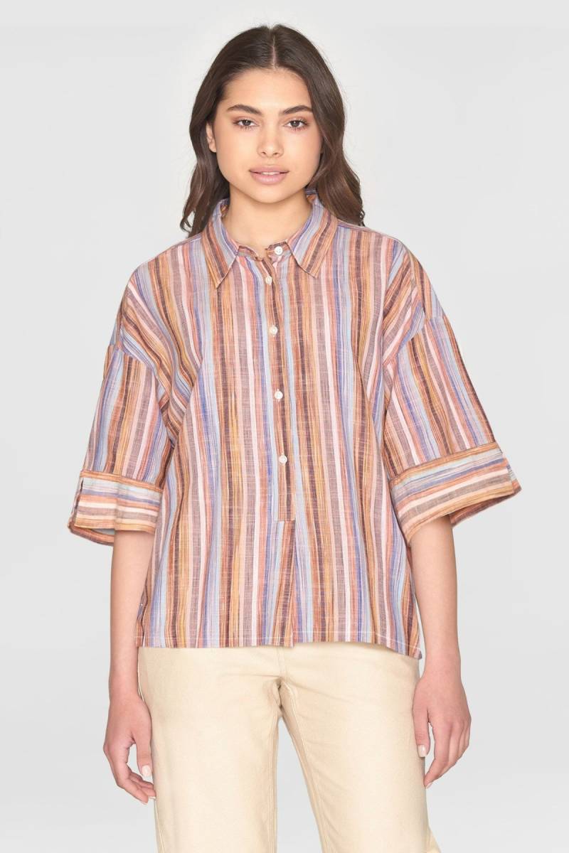 Bluse Multicolored Stripe Orange von KnowledgeCotton Apparel