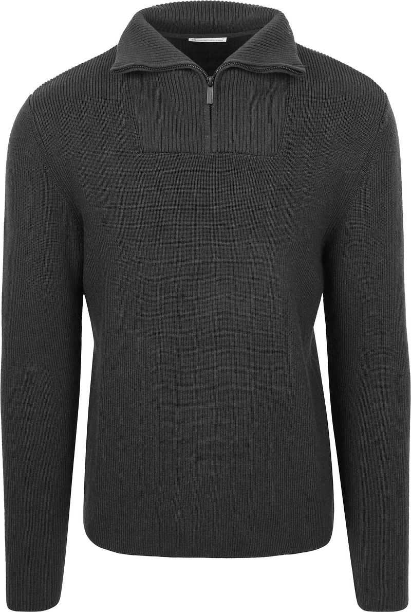 Knowledge Cotton Apparel Wollpullover Half Zip Anthrazit - Größe XL von KnowledgeCotton Apparel