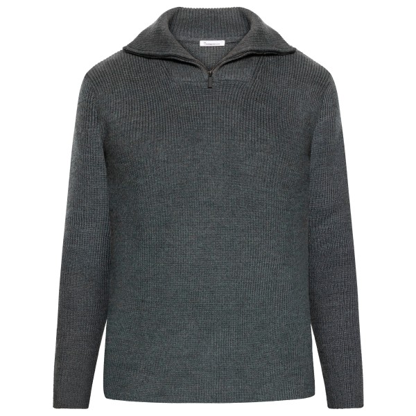 KnowledgeCotton Apparel - 1/2 Neck Zip Merino Wool Rib Knit - Merinopullover Gr S grau von KnowledgeCotton Apparel