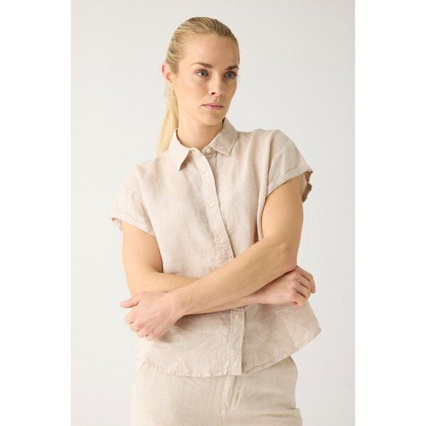 KnowledgeCotton Apparel ASTER faltbares Kurzarm-Leinenhemd - Bio-Leinen - GOTS/Vegan von KnowledgeCotton Apparel