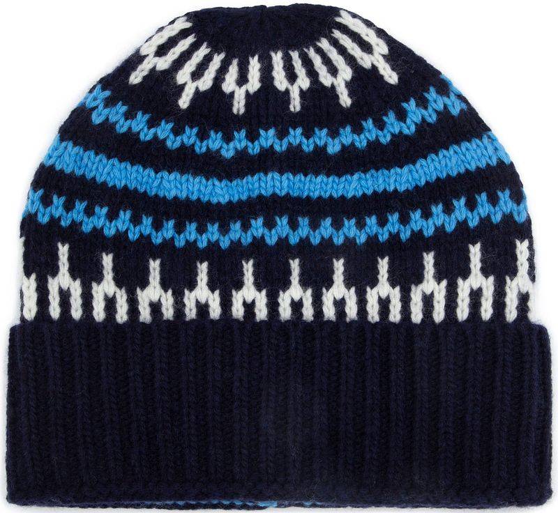 KnowledgeCotton Apparel Beanie Wolle Druck Navyblau - von KnowledgeCotton Apparel