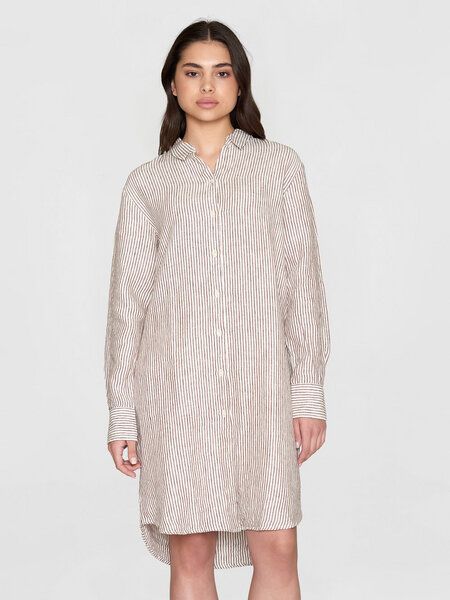 KnowledgeCotton Apparel Damen Hemdblusenkleid CLASSIC STRIPED LINEN DRESS von KnowledgeCotton Apparel
