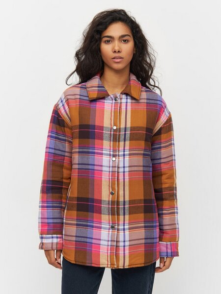 KnowledgeCotton Apparel Damen "OVERSIZE CHECK OVERSHIRT" - aus Biobaumwolle und recyceltem Post-Consumer-Polyester, Multikaro von KnowledgeCotton Apparel