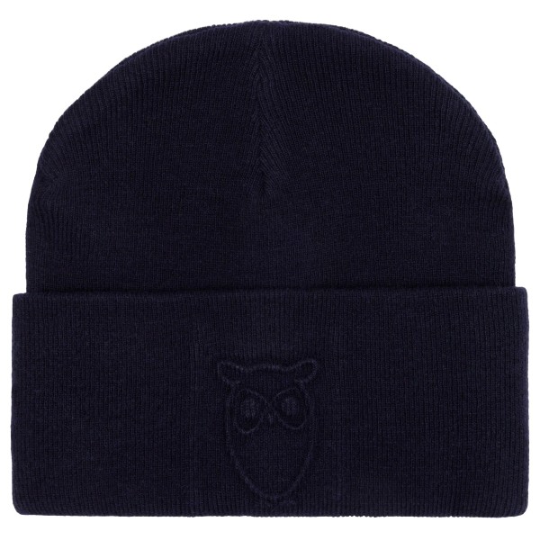 KnowledgeCotton Apparel - Embossed Owl DL Wool Beanie - Mütze Gr One Size blau von KnowledgeCotton Apparel