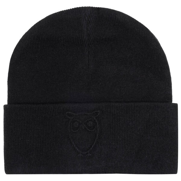 KnowledgeCotton Apparel - Embossed Owl DL Wool Beanie - Mütze Gr One Size schwarz von KnowledgeCotton Apparel