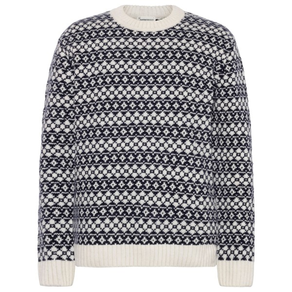 KnowledgeCotton Apparel - Fair Isle Crew Neck Lambswool Knit - Wollpullover Gr L grau von KnowledgeCotton Apparel