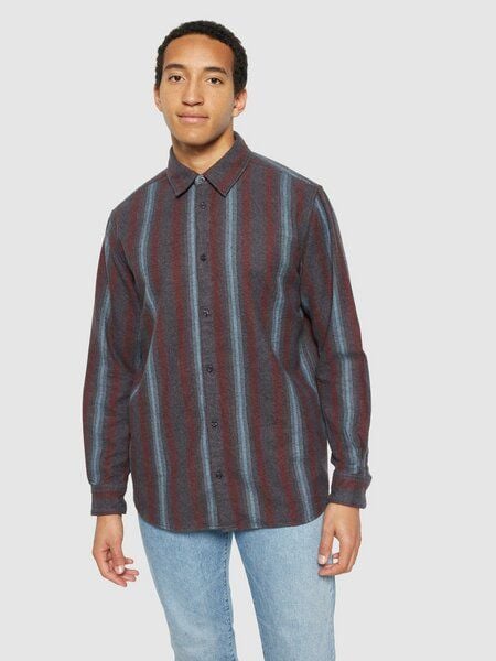 KnowledgeCotton Apparel Gestreiftes Herren Flanellhemd Loose Fit aus Bio-Baumwolle von KnowledgeCotton Apparel