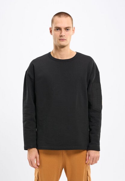 KnowledgeCotton Apparel Herren Sweatshirt "UTILITY CREW NECK" - aus Biobaumwolle - GOTS zertifiziert, Black Jet von KnowledgeCotton Apparel