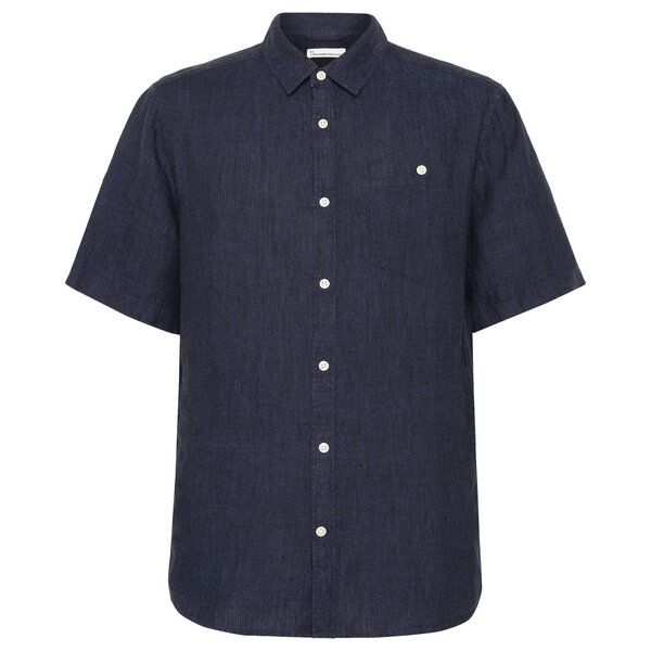 KnowledgeCotton Apparel Kurzarm-Hemd Custom Fit Leinen von KnowledgeCotton Apparel