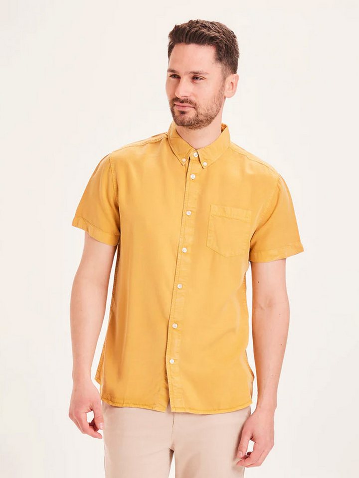 KnowledgeCotton Apparel Kurzarmhemd LARCH Tencel garment dyed SS custom fit shirt von KnowledgeCotton Apparel