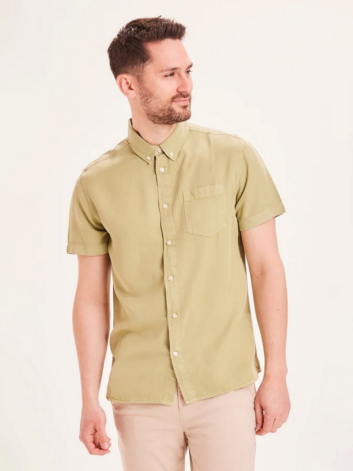 KnowledgeCotton Apparel Kurzarmhemd LARCH Tencel garment dyed SS custom fit shirt von KnowledgeCotton Apparel