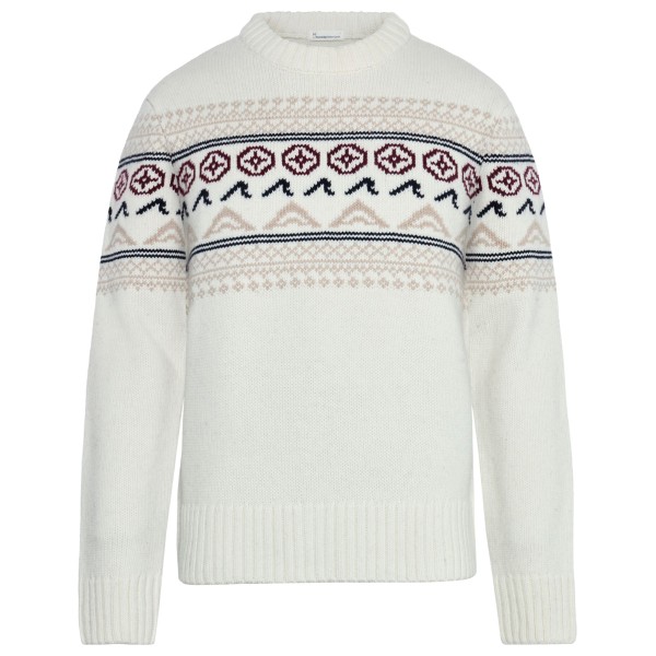 KnowledgeCotton Apparel - Lampswool Campaign Pattern C. Neck - Wolljacke Gr L weiß/grau von KnowledgeCotton Apparel