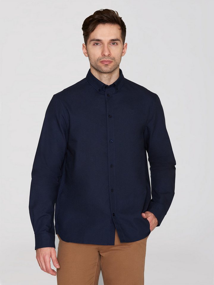 KnowledgeCotton Apparel Langarmhemd HARALD Small Owl Oxford Regular Fit Shirt von KnowledgeCotton Apparel