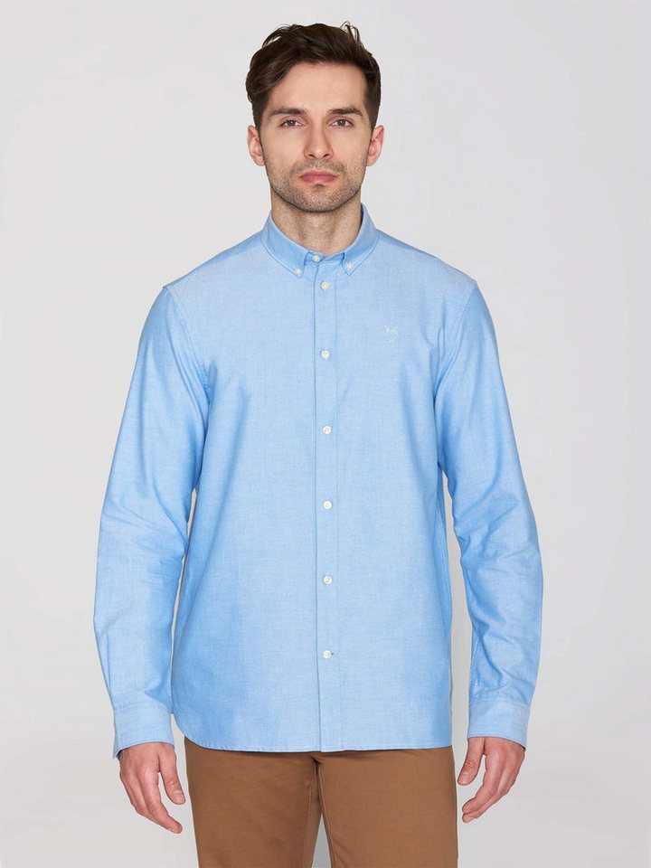 KnowledgeCotton Apparel Langarmhemd HARALD Small Owl Oxford Regular Fit Shirt von KnowledgeCotton Apparel