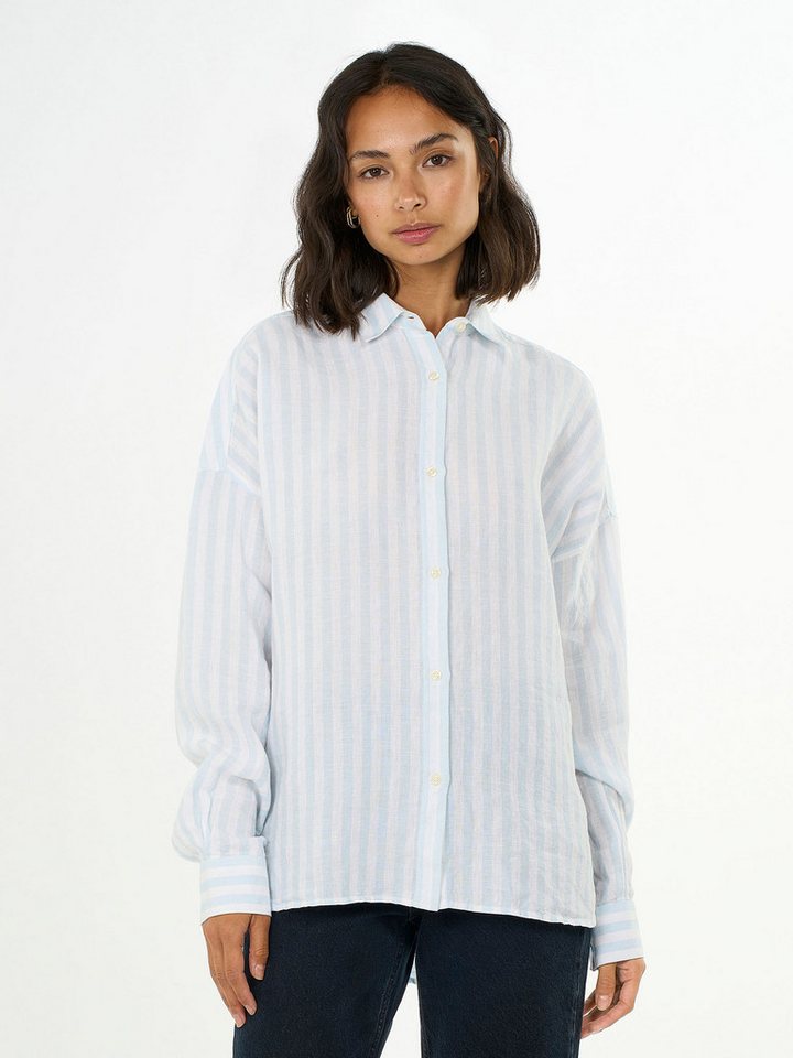 KnowledgeCotton Apparel Langarmhemd Linen Striped loose A-Shape Shirt von KnowledgeCotton Apparel