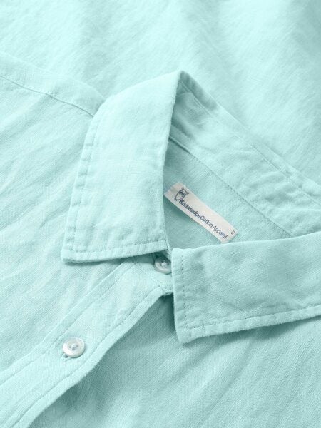 KnowledgeCotton Apparel Leinenbluse - ASTER fold up short sleeve linen shirt - aus Bio-Leinen von KnowledgeCotton Apparel