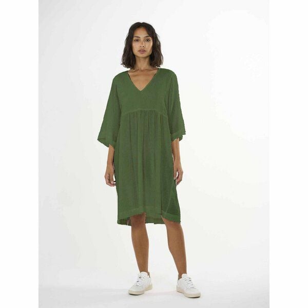 KnowledgeCotton Apparel Midi Kleid - HEATHER cotton crepe A-shape dress - aus Bio-Baumwolle von KnowledgeCotton Apparel