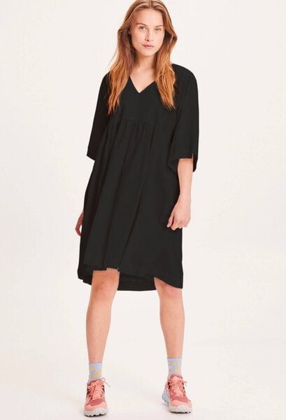 KnowledgeCotton Apparel Midi Kleid - HEATHER cotton crepe A-shape dress - aus Bio-Baumwolle von KnowledgeCotton Apparel