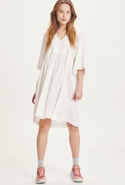 KnowledgeCotton Apparel Midi Kleid - HEATHER cotton crepe A-shape dress - aus Bio-Baumwolle von KnowledgeCotton Apparel